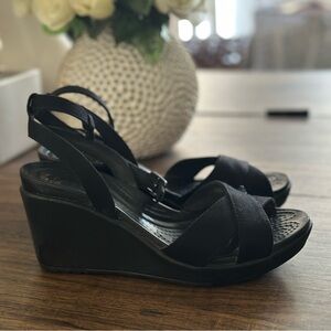 Elegant Black Wedge Sandals